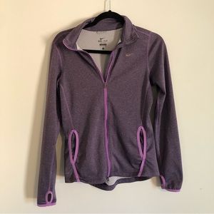 Nike DRI-FIT purple zip up jacket with thumb holes and multiple pockets size S